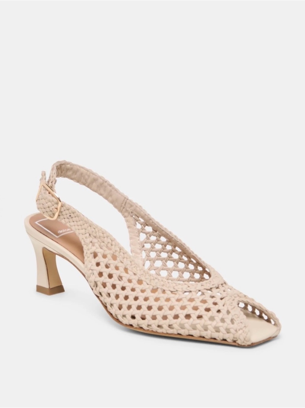 Dolce Vita Remla Heels Bone Woven Leather Size 8.5
